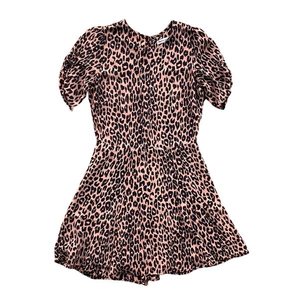 Reformation Gracie Leopard Short Sleeve Mini Dress 8 - Picture 3 of 8